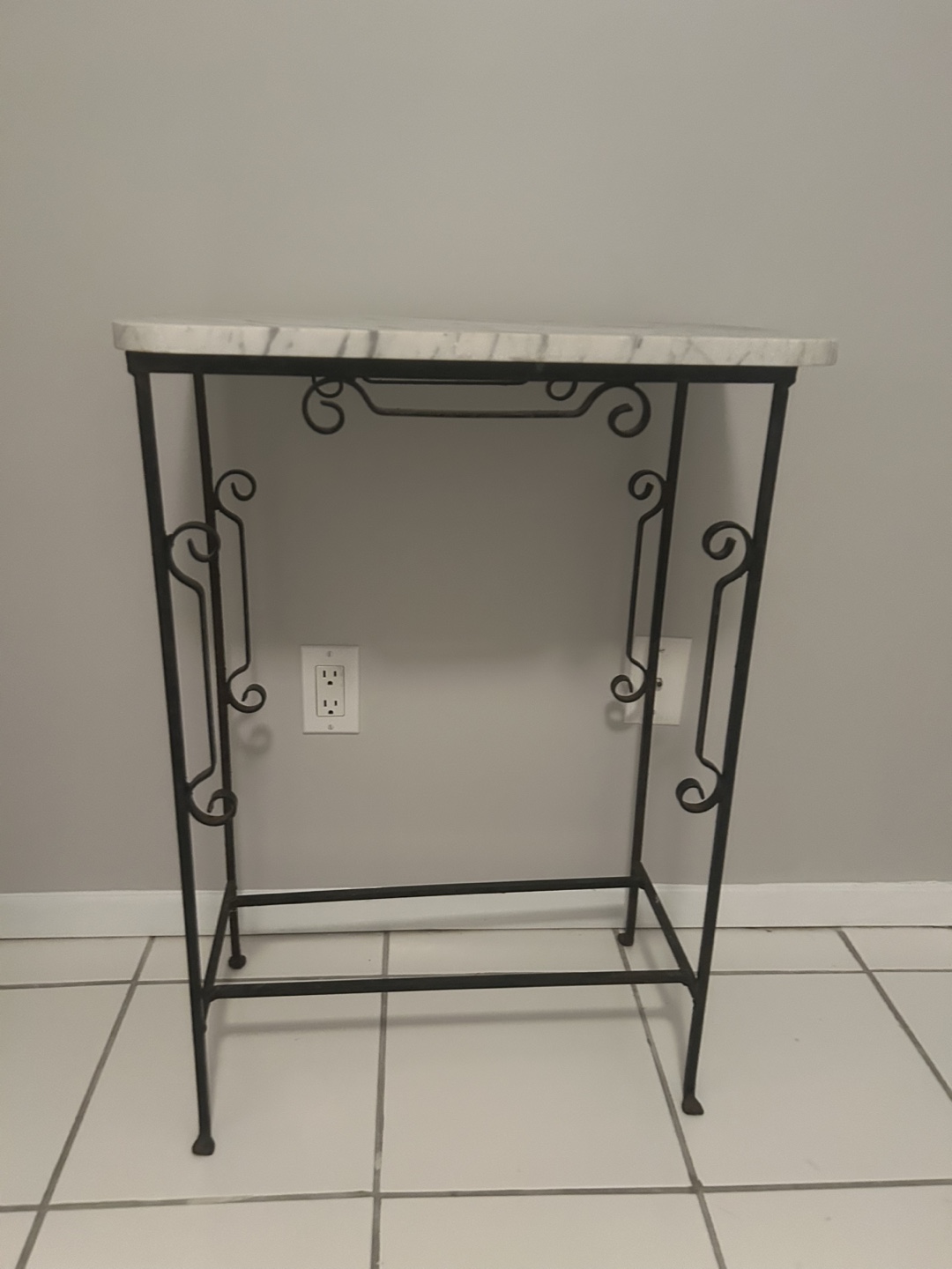 Vintage Marble Top Metal Side Table - photo 2