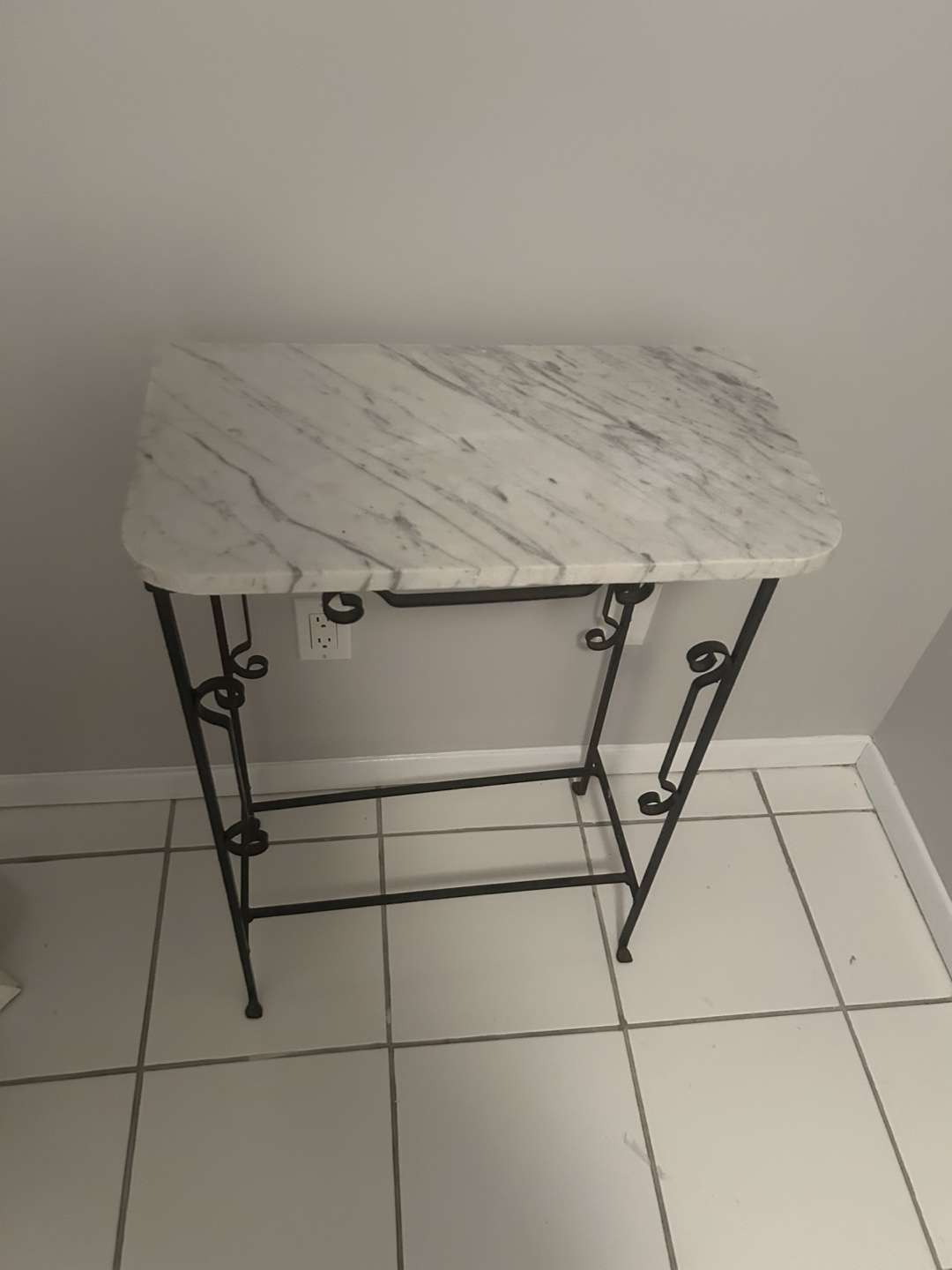 Vintage Marble Top Metal Side Table