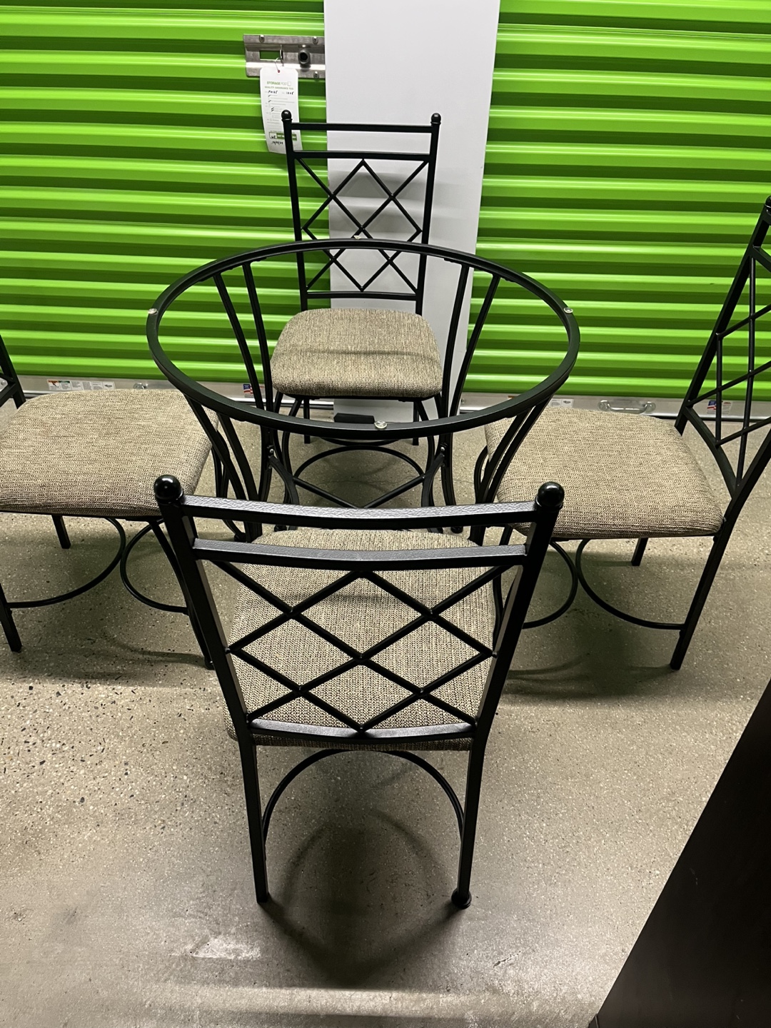 Black Metal Dining Table with glass top and Chairs - photo 2