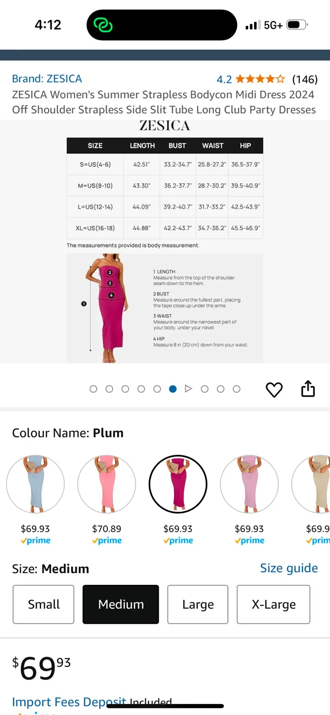 Strapless Midi Bodycon tube Dress sz M image indicator(7)