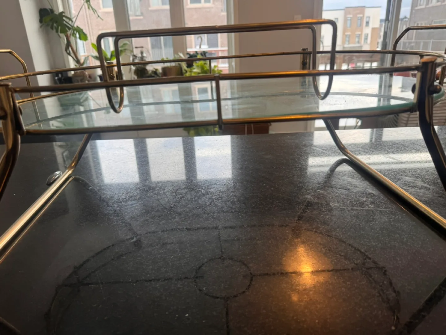 Mid-Century Modern Brass and Glass Serving Tray image indicator(7)