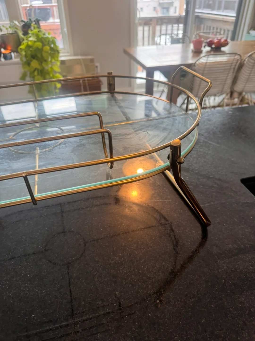 Mid-Century Modern Brass and Glass Serving Tray image indicator(5)