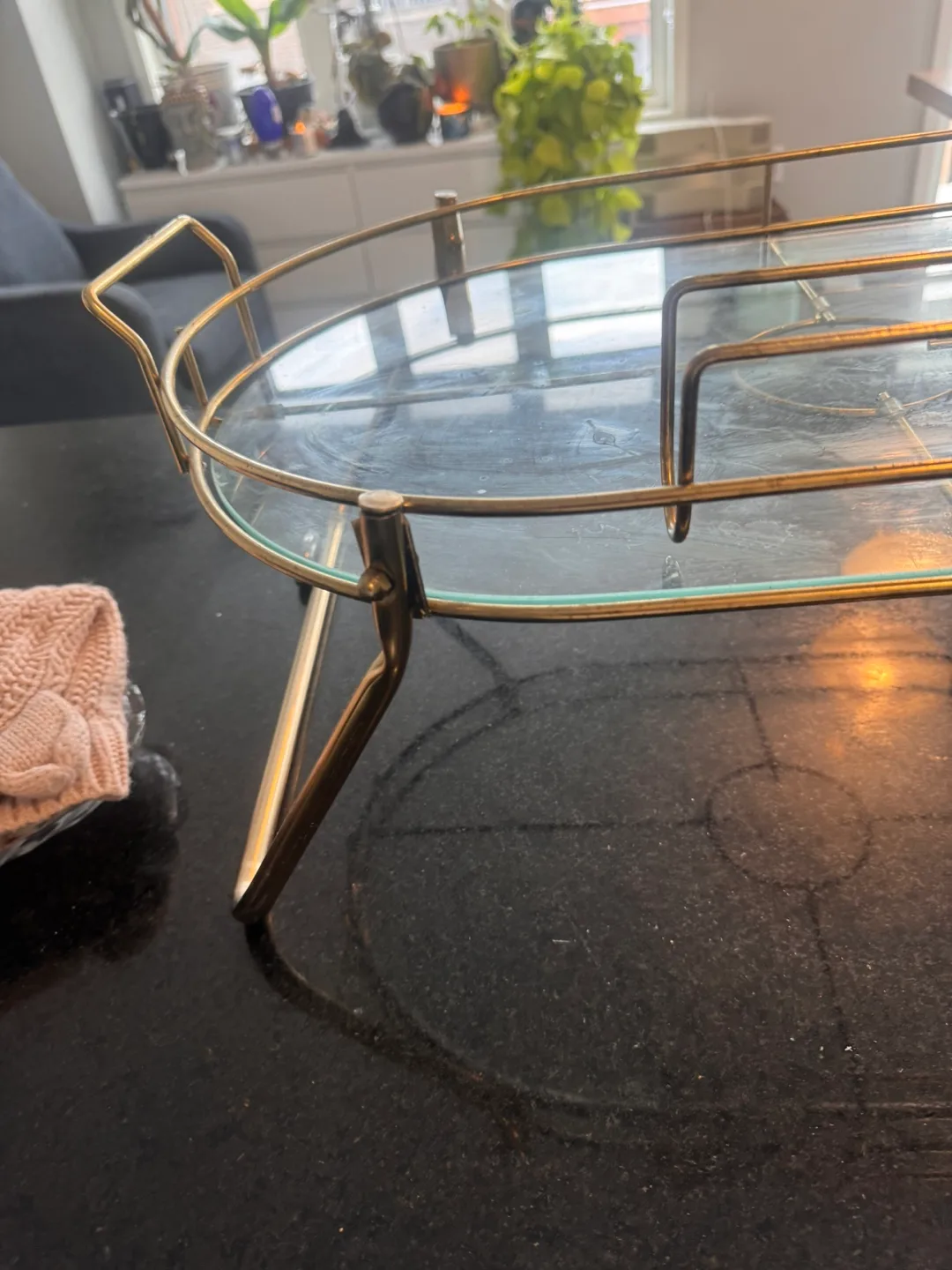 Mid-Century Modern Brass and Glass Serving Tray image indicator(6)