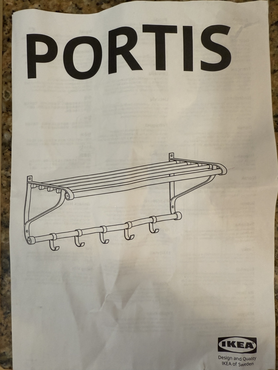 IKEA PORTIS Black Wall Mounted Clothes Rack - photo 2