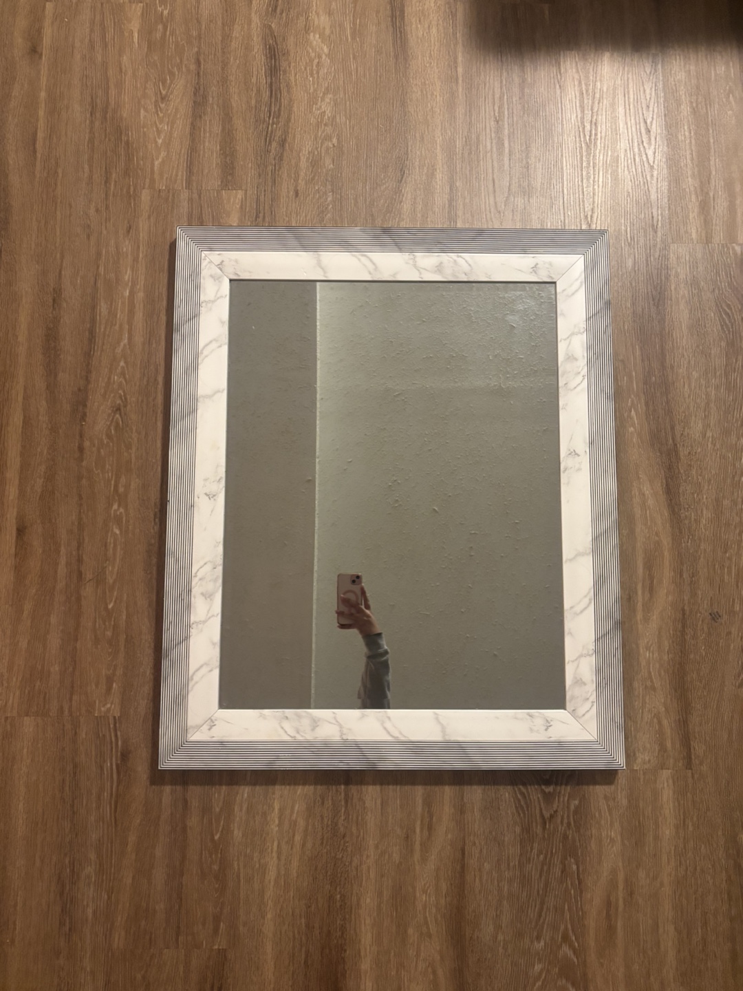 Large Marble-Look Framed Mirror