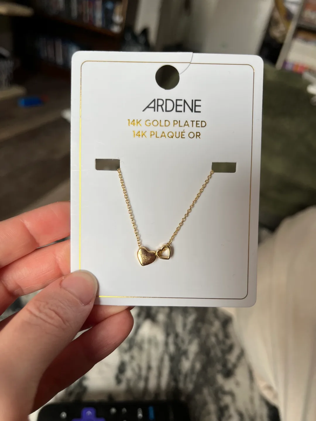 Ardene 14k Gold Plated Double Heart Necklace thumbnail