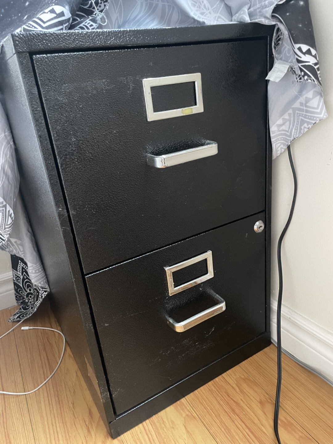 Black metal two-drawer filing cabinet - photo 3