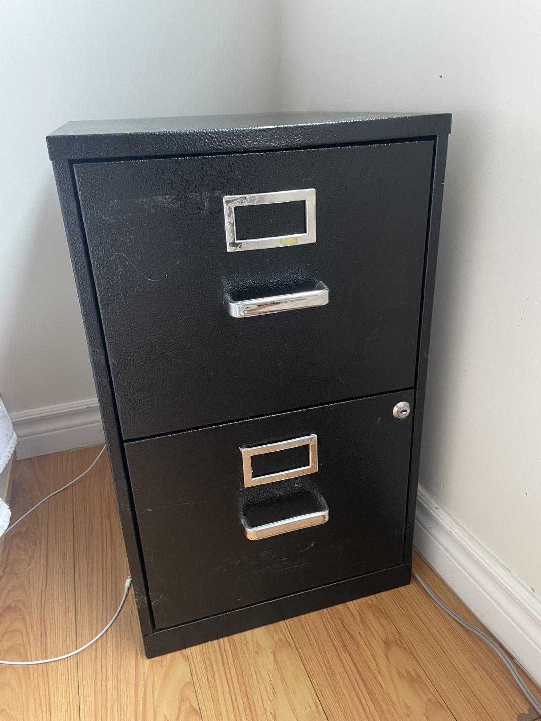 Black metal two-drawer filing cabinet - photo 2