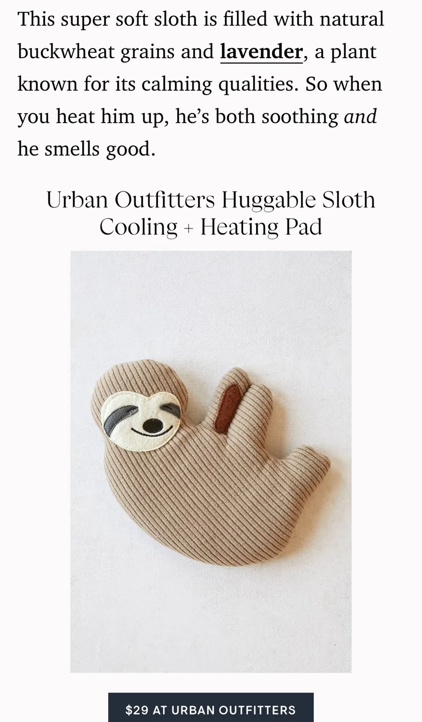 Urban Outfitters Huggable Sloth Heating Pad image indicator(2)