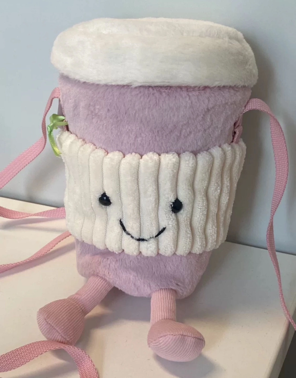 Jellycat coffee to go pink bag Karrot