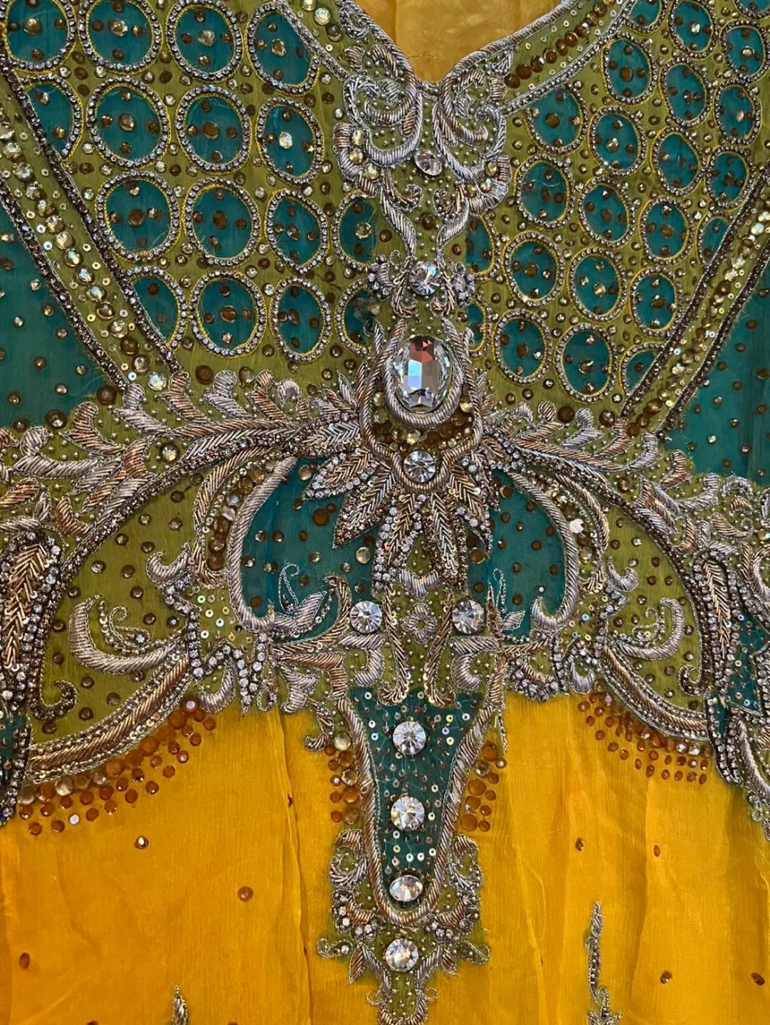 Gorgeous Yellow and Teal Embellished Shalwar Kameez image indicator(5)