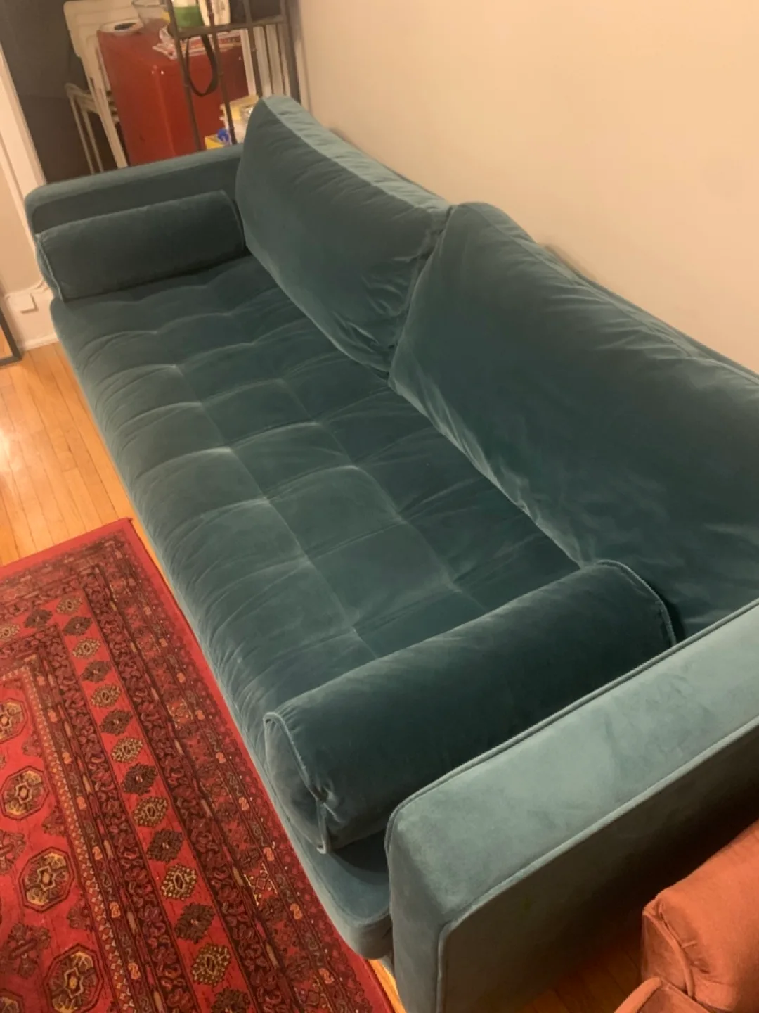 Sven Pacific Blue Velvet Sofa thumbnail