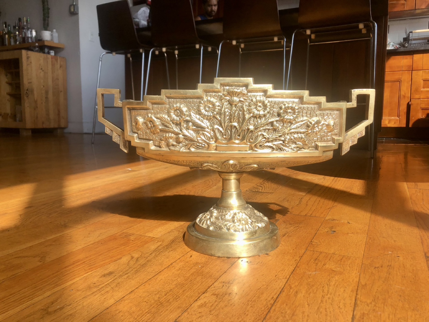 Vintage Brass Bowl with Intricate Floral Design - photo 2