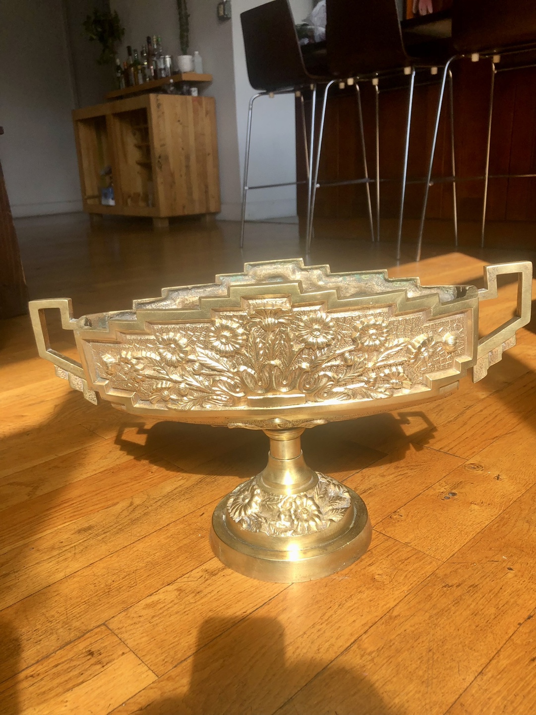 Vintage Brass Bowl with Intricate Floral Design - photo 5