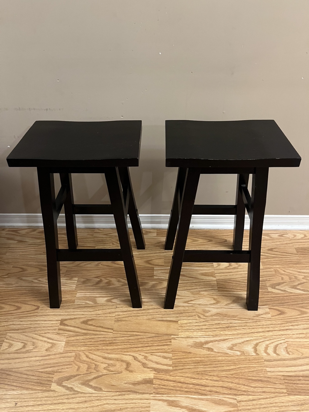 Pair of dark brown Wooden Stools