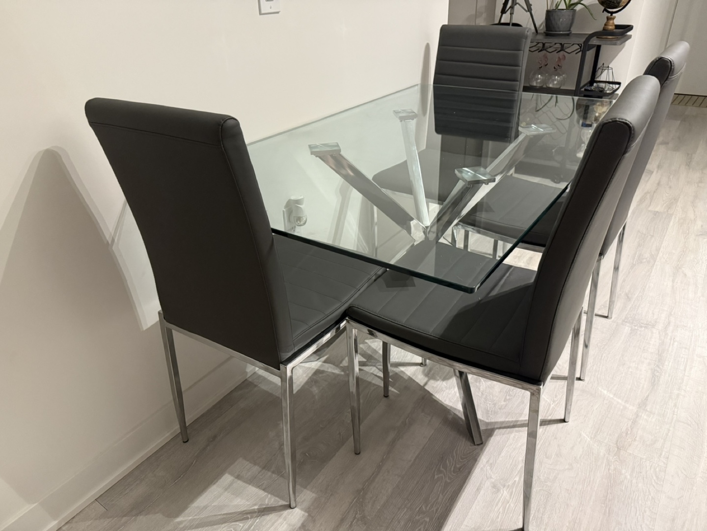 Glass Dining table with 4 chairs