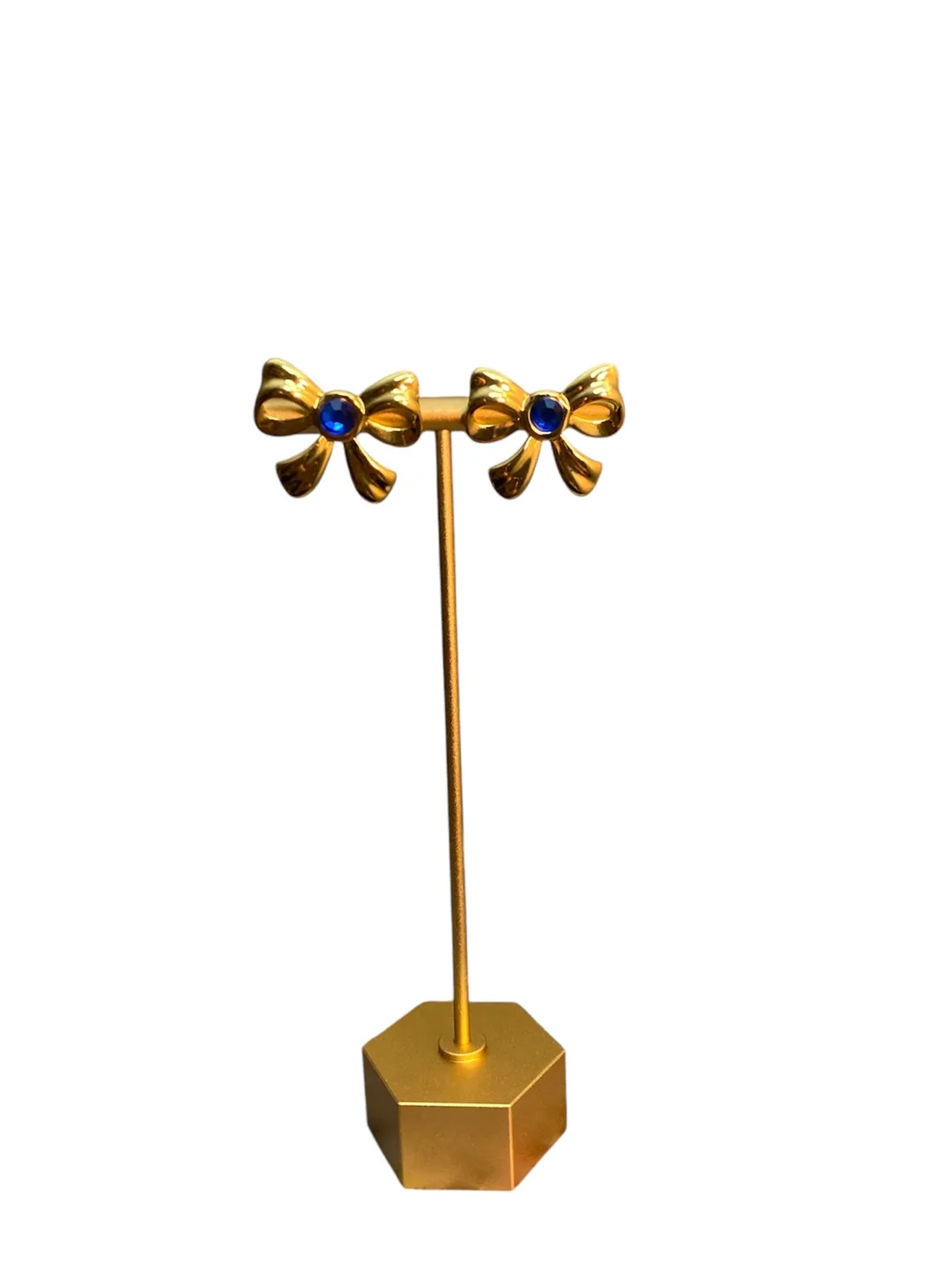 Bow Earrings with Blue Center Stones image indicator(3)