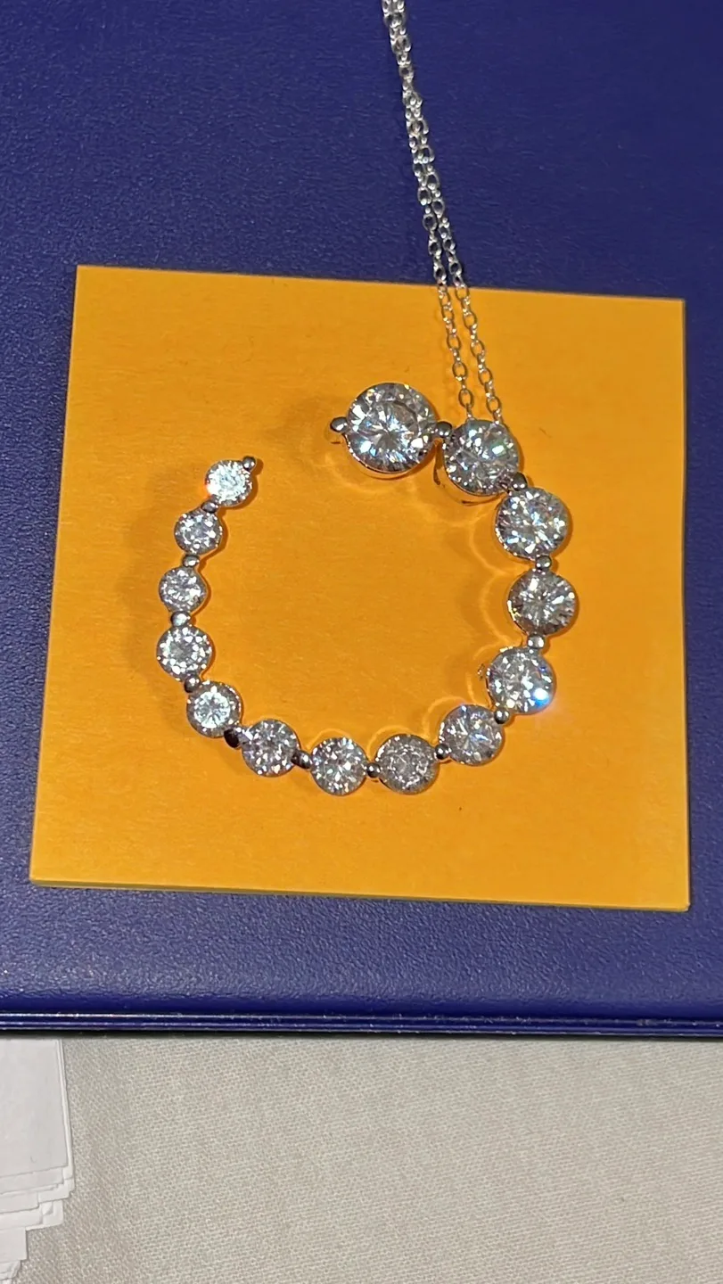 925 SS Crescent Moon, Sparkling CZ Necklace thumbnail