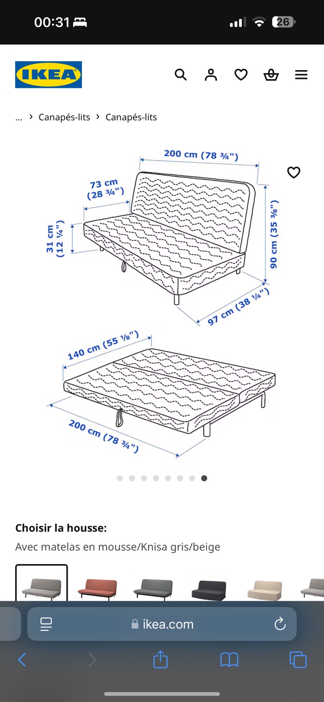 IKEA NYHAMN Sofa Bed - Grey