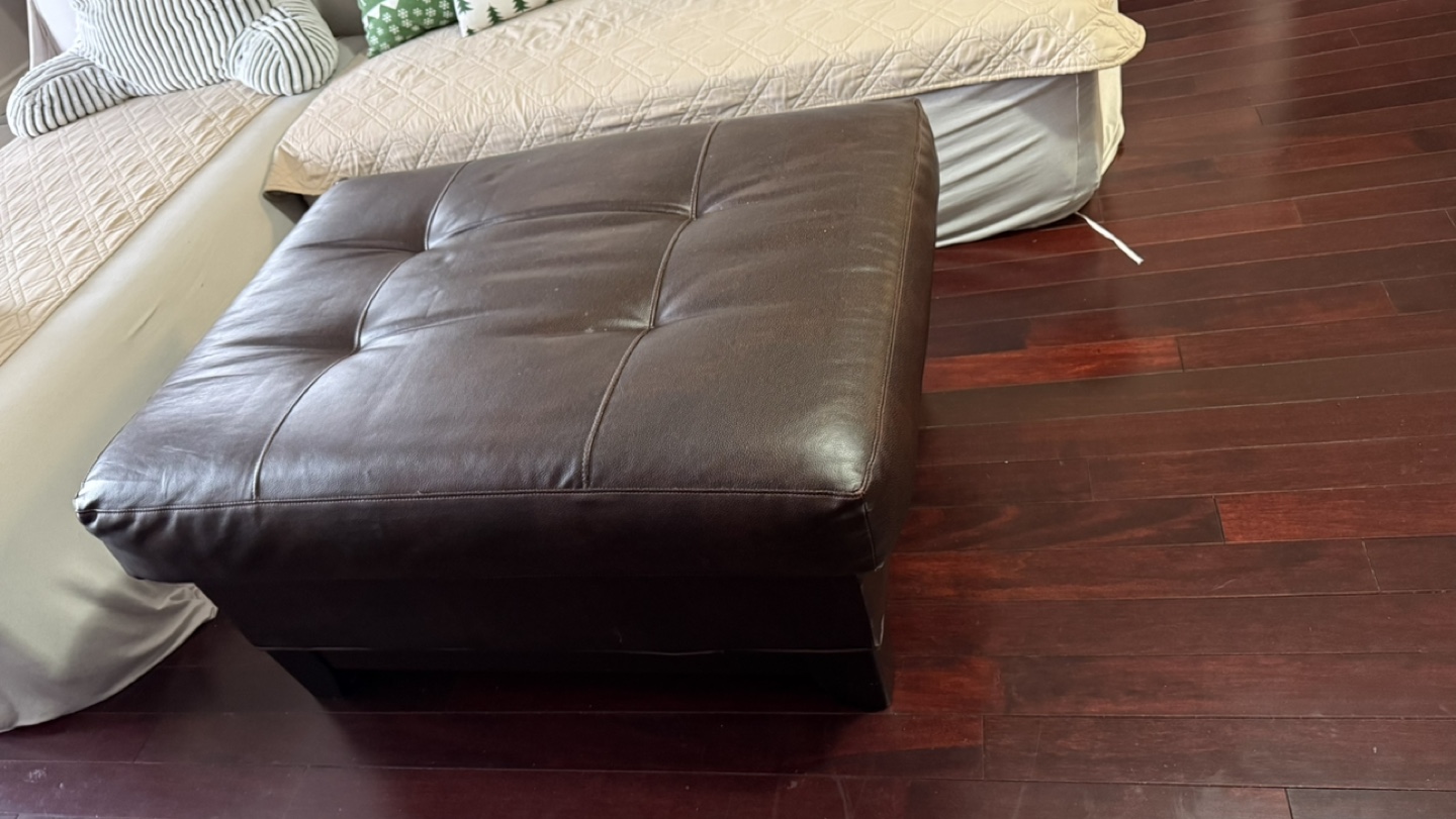 Brown Leather Ottoman - photo 3