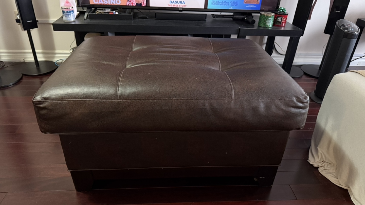 Brown Leather Ottoman - photo 2