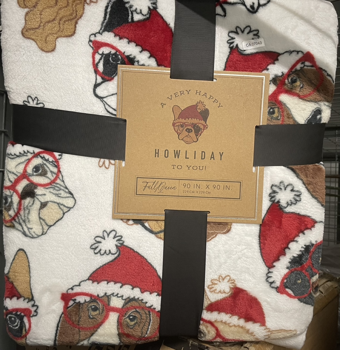 Full Queen Christmas Dog Fleece Blanket