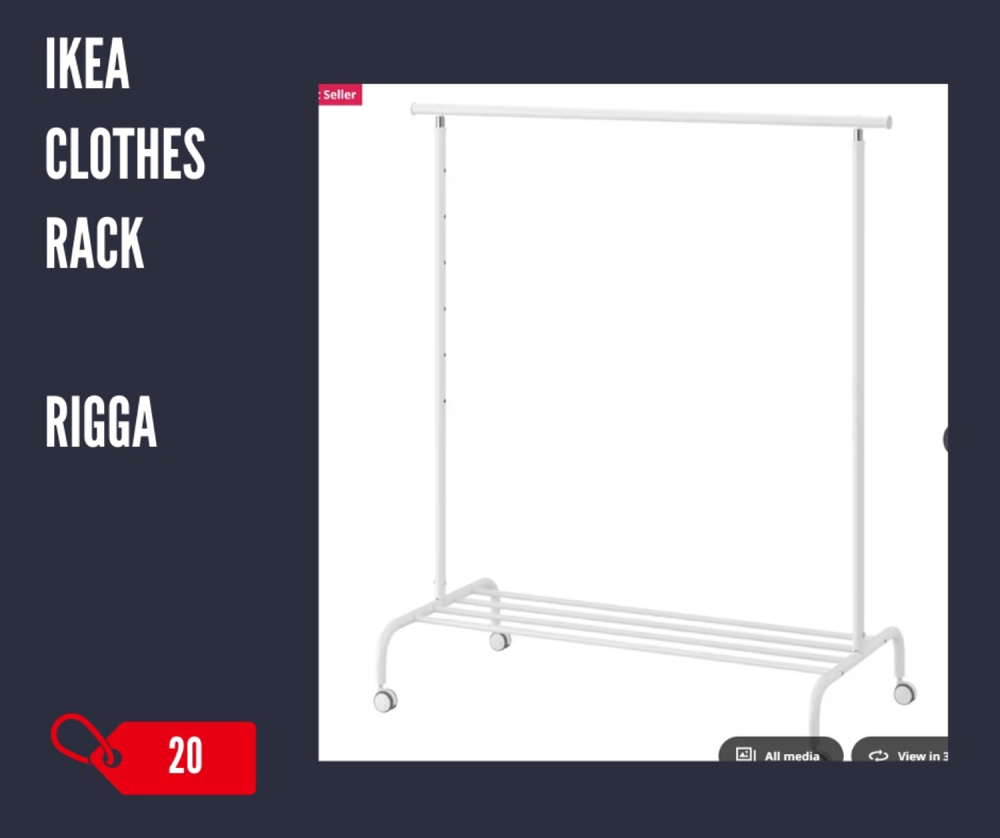 IKEA RIGGA Clothes Rack - White