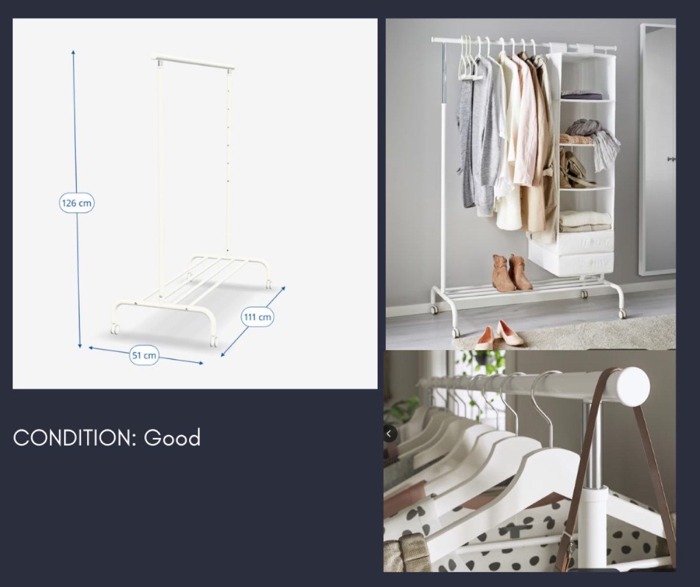 IKEA RIGGA Clothes Rack - White - photo 2