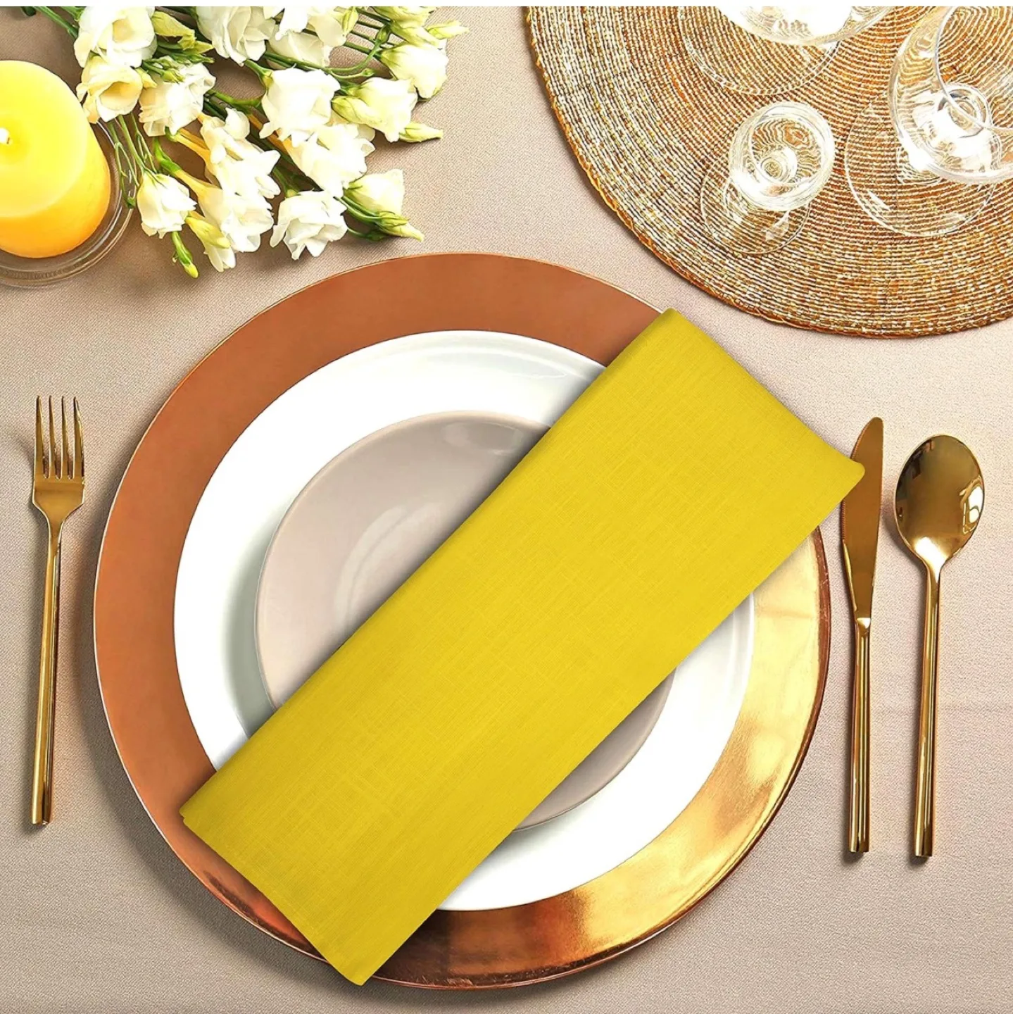 NEW 12 Pack Yellow Dinner Napkins - Premium Quality image indicator(5)