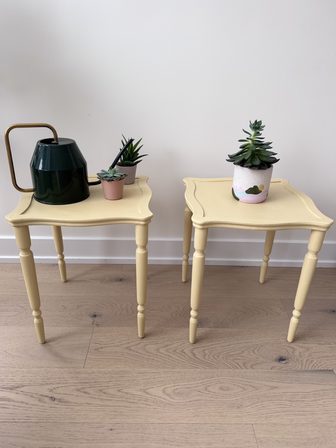 Pair of Vintage Yellow Side Tables