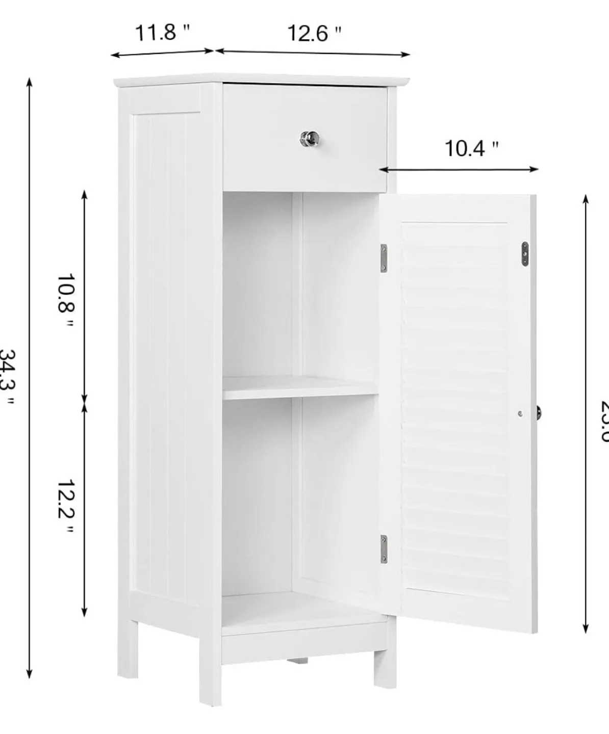 White Bathroom Storage Cabinet with Drawer and Louvered Door image indicator(2)