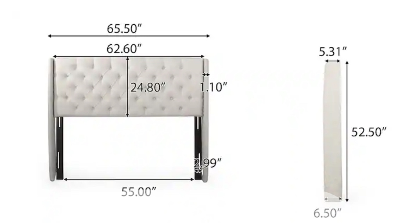 Queen Upholstered Headboard - Beige - photo 3