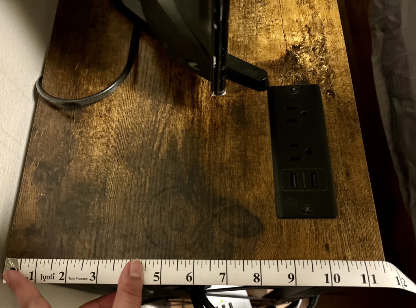 Rustic Brown 2-Shelf Console Table with Built-in Power Strip - photo 3