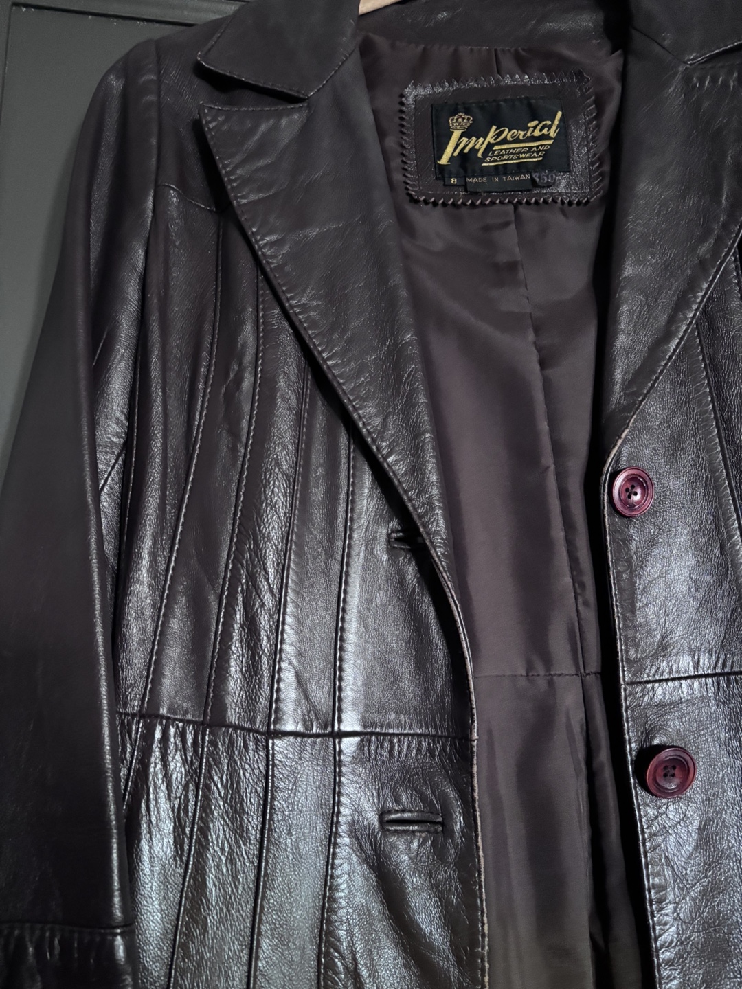 Vintage Imperial Leather Coat Size 8 w scarf #freecycle - photo 3