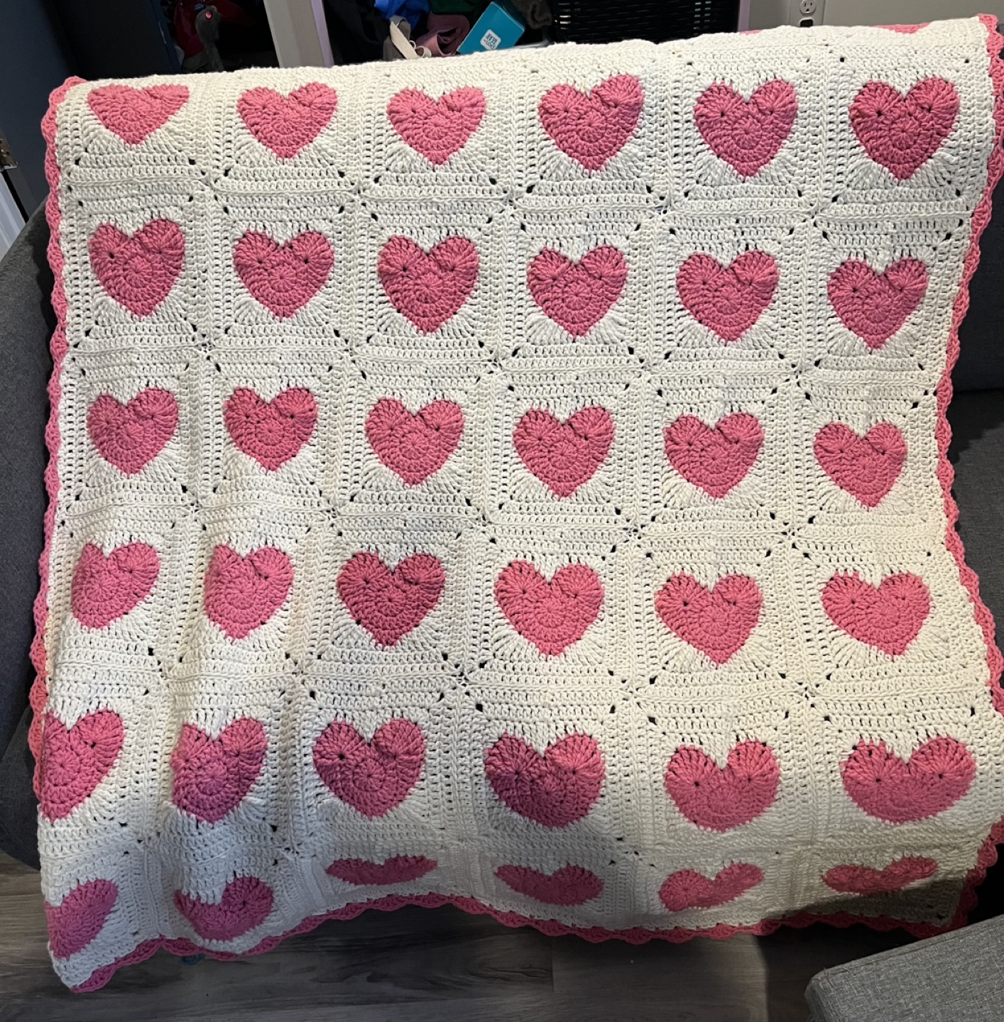 Handmade Crochet Heart Blanket
