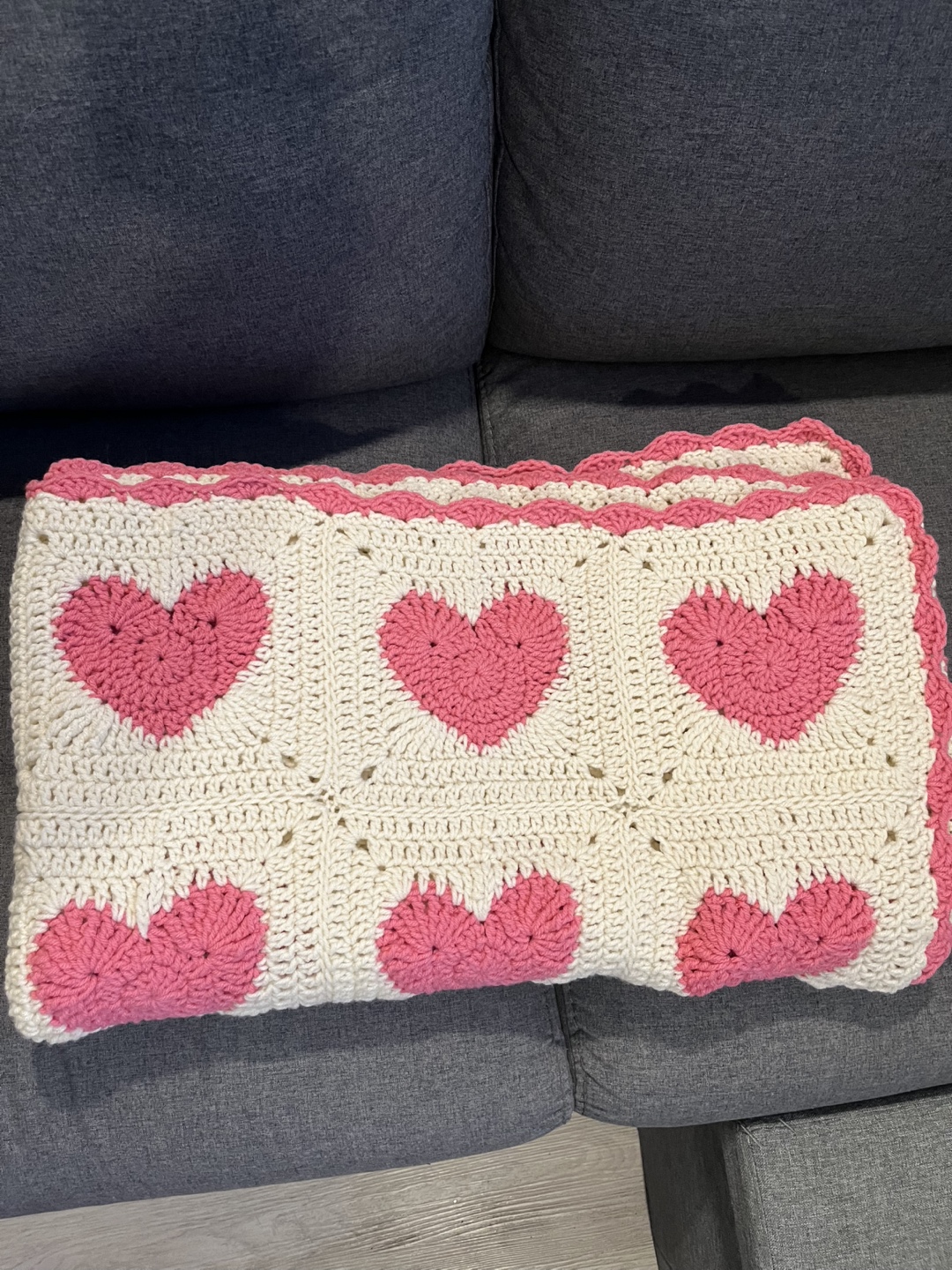 Handmade Crochet Heart Blanket - photo 3