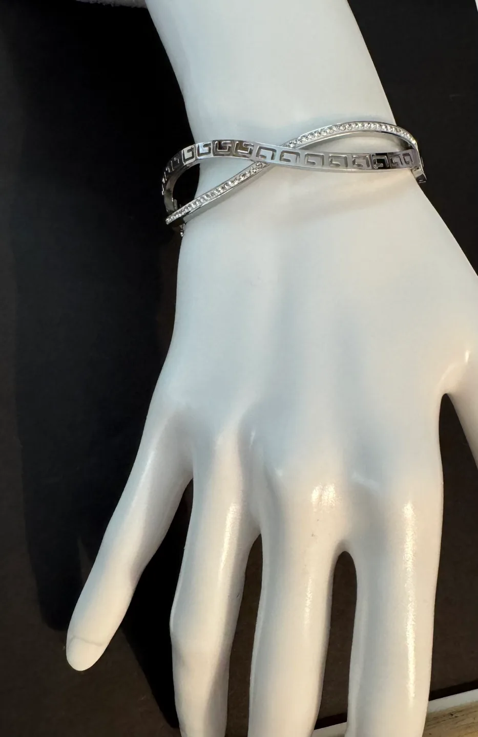 Infinity S Steel Greek Key Bangle with Clear CZ’s image indicator(3)