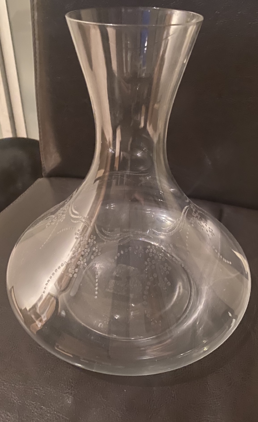Elegant etched glass decanter