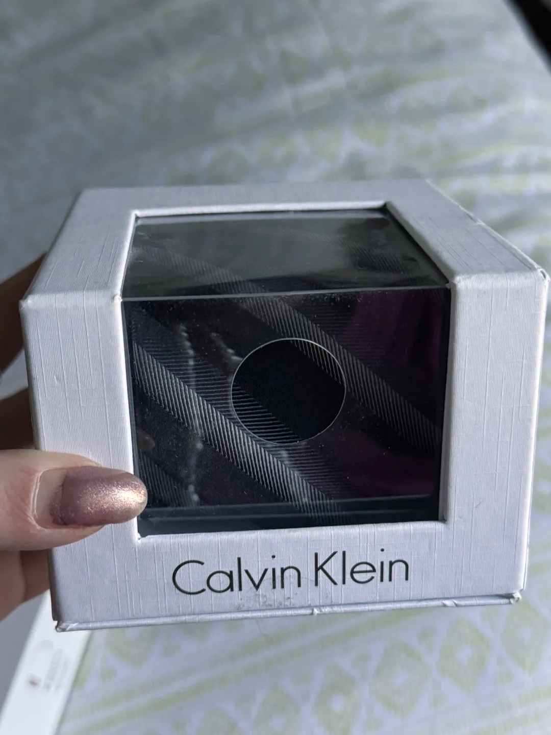 Calvin Klein Men's Black and Grey Striped Tie image indicator(2)