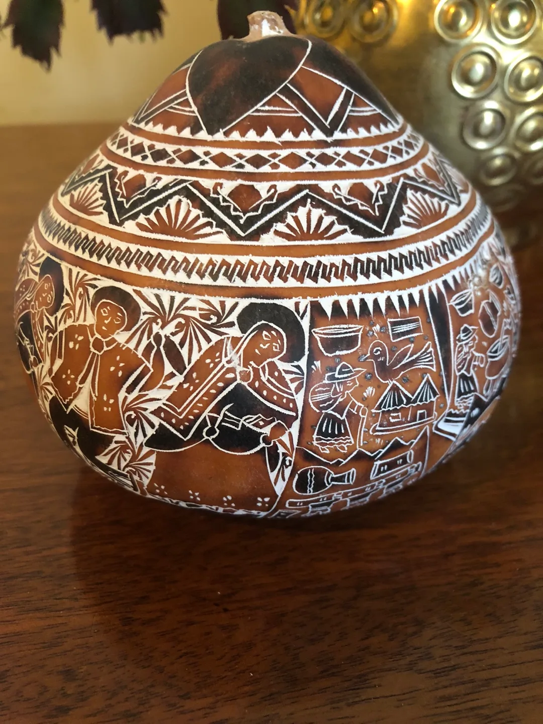 Vintage Folk Art Hand-carved Gourd image indicator(2)