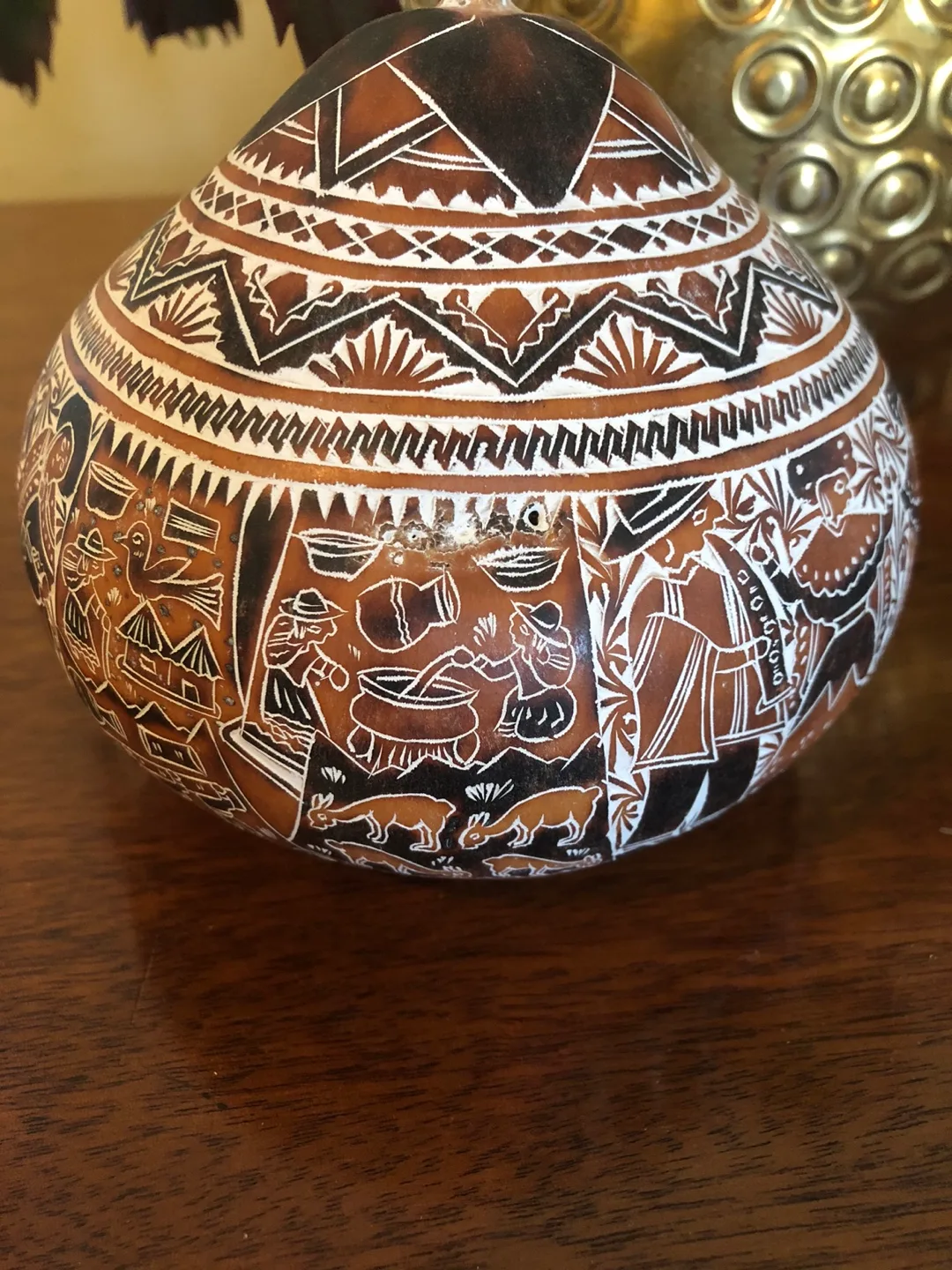 Vintage Folk Art Hand-carved Gourd image indicator(3)