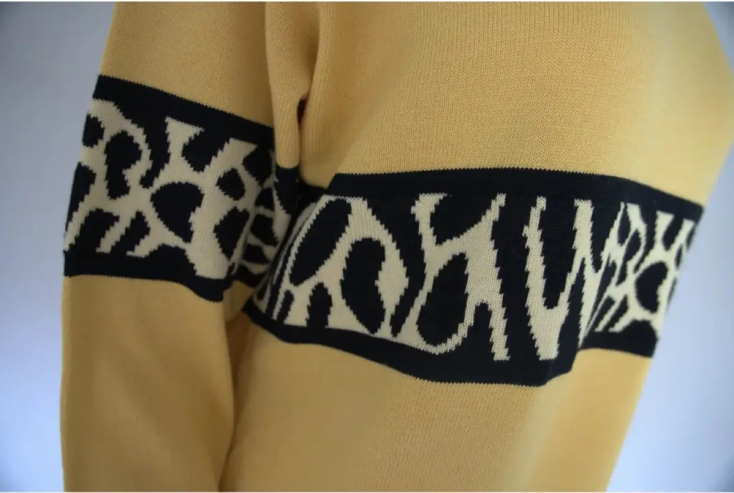 Escada Vintage Yellow and Black Animal Print Knit Sweater image indicator(3)