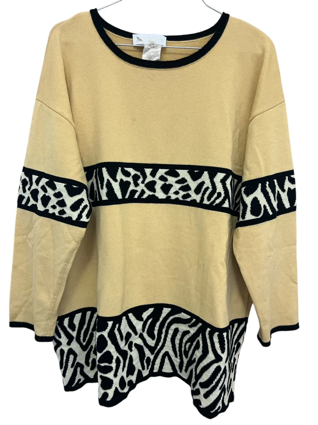 Escada Vintage Yellow and Black Animal Print Knit Sweater image indicator(4)