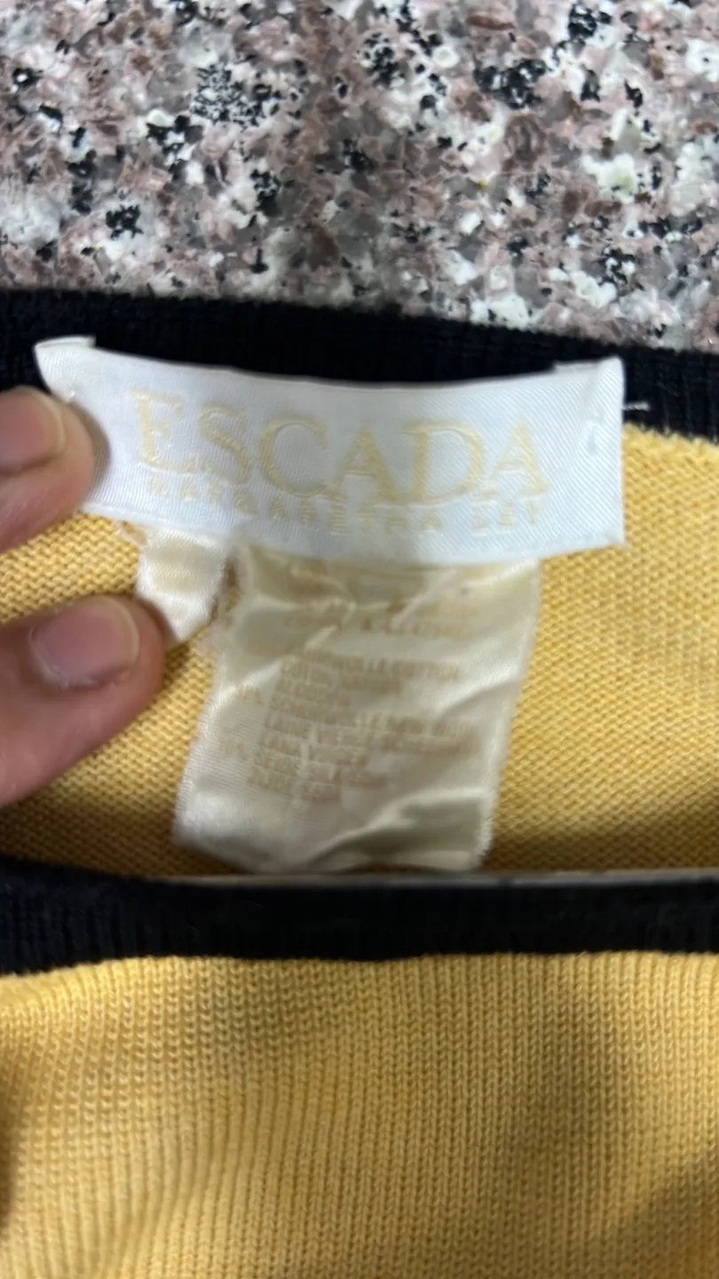 Escada Vintage Yellow and Black Animal Print Knit Sweater image indicator(6)