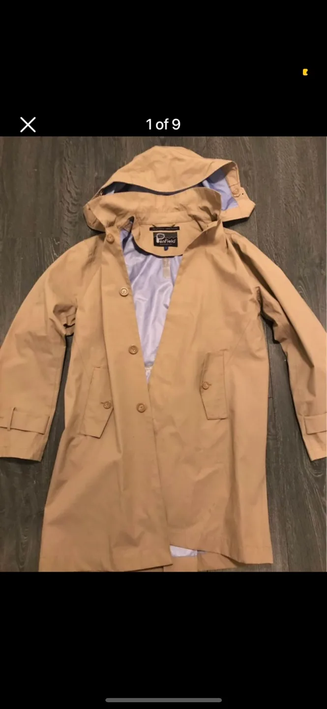 PenField Beige Hooded Trench Coat Large thumbnail