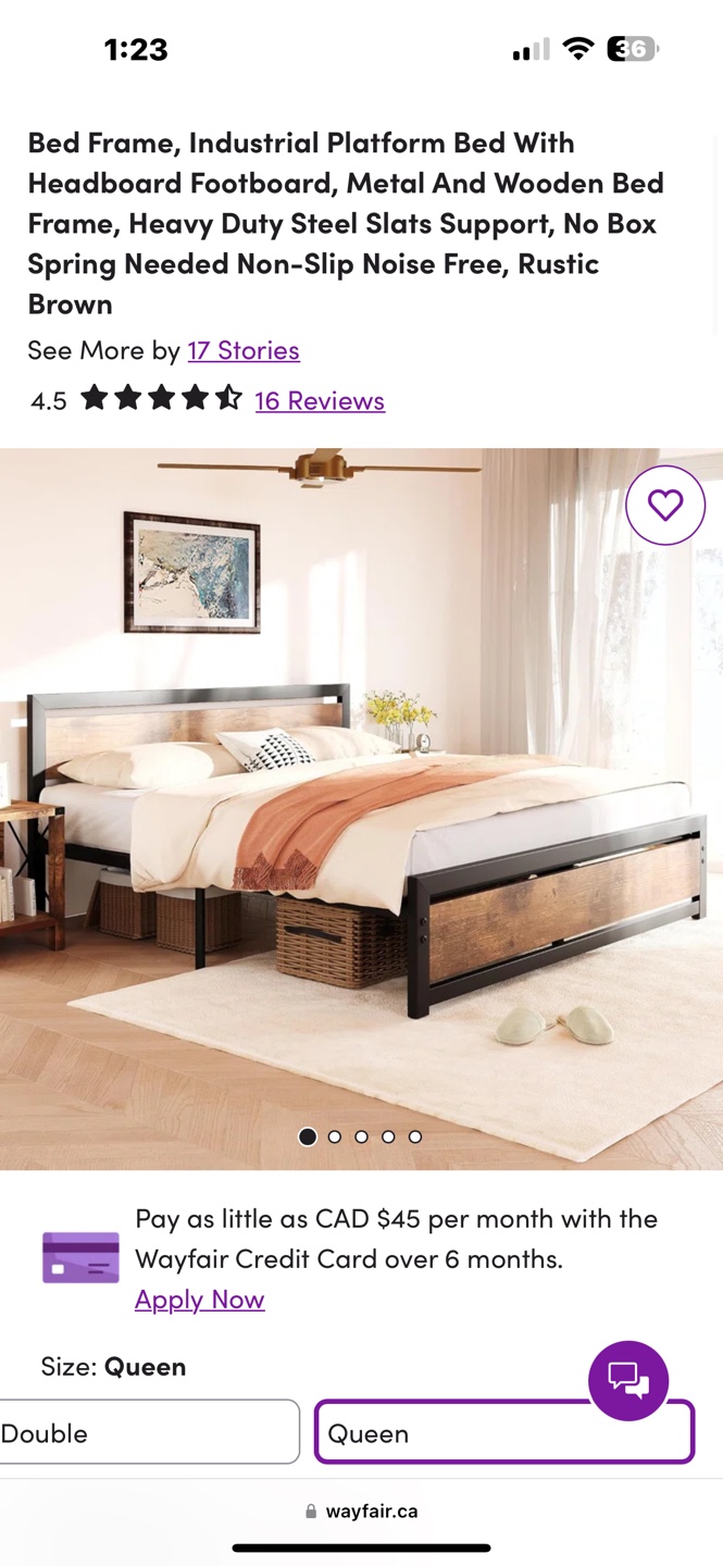Queen Size Industrial Platform Bed Frame