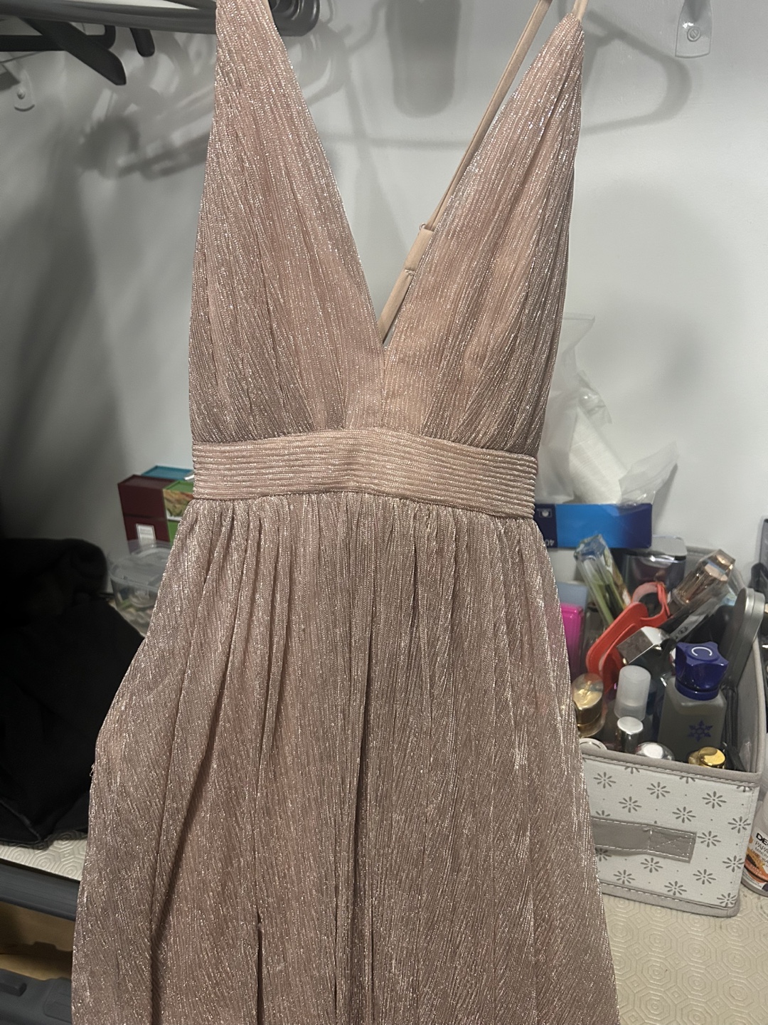 Le Château Rose Gold Sequin Maxi Dress XXS