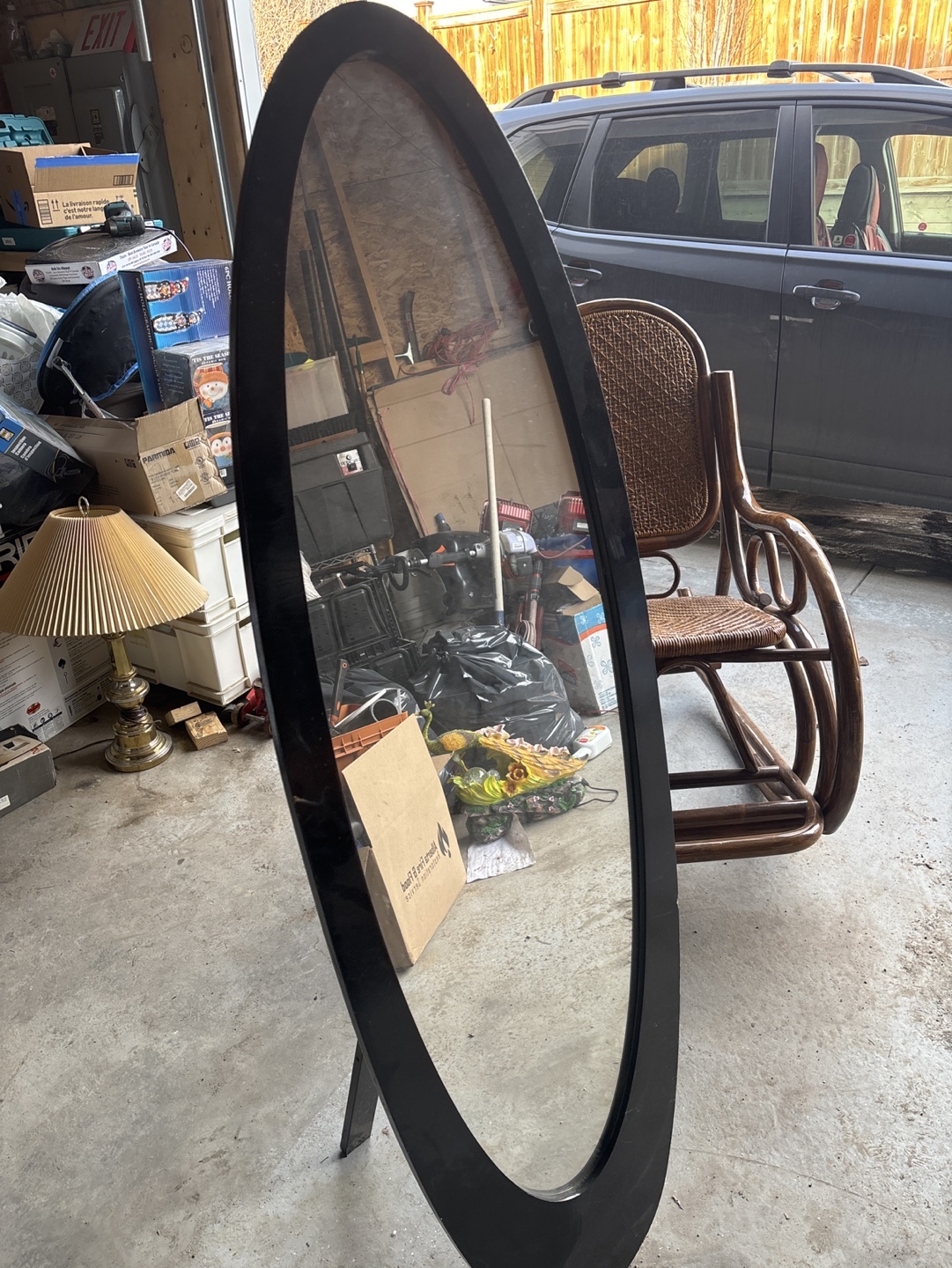 Black Oval Floor Mirror