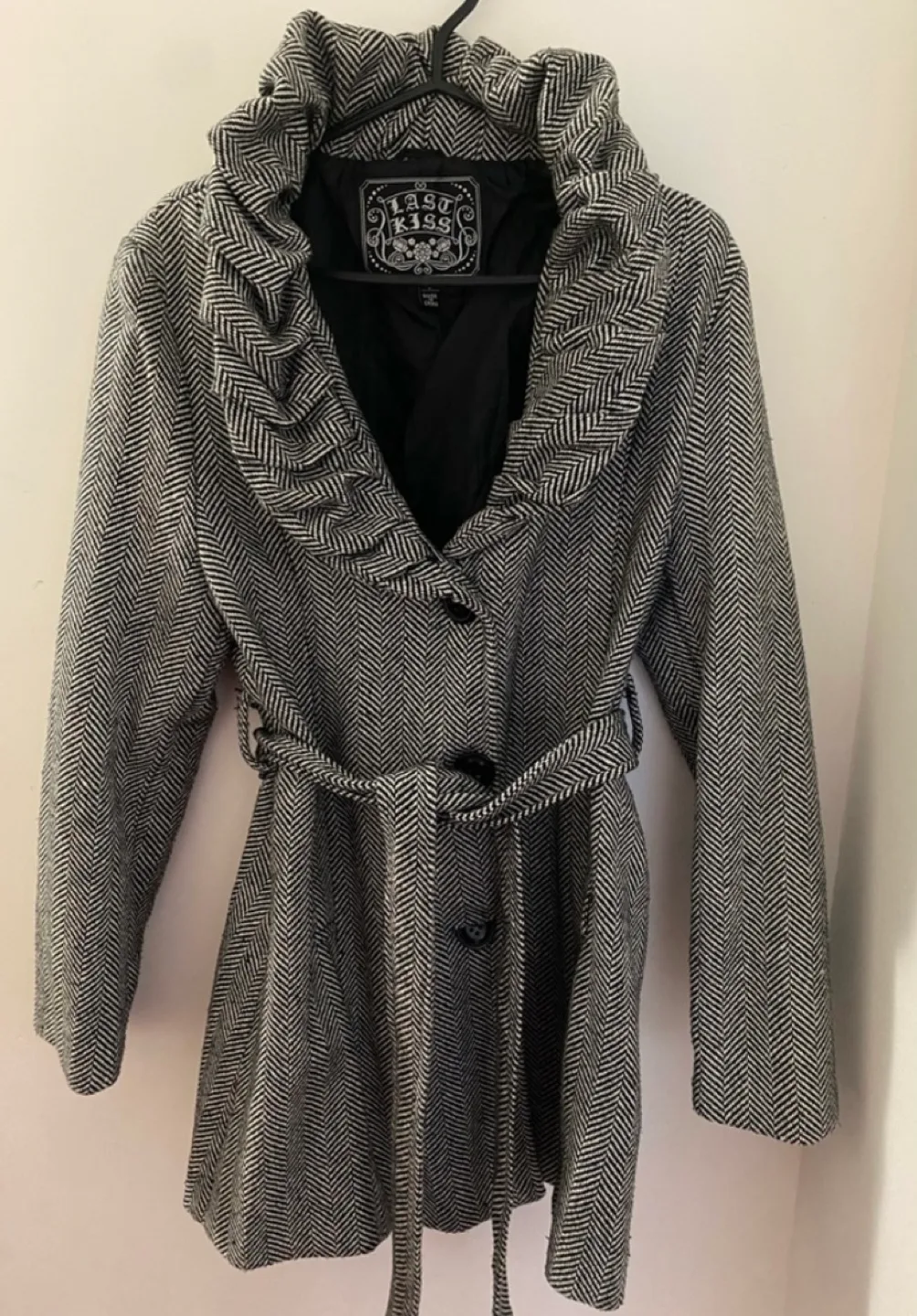 Last Kiss Women's Herringbone Coat Size L thumbnail