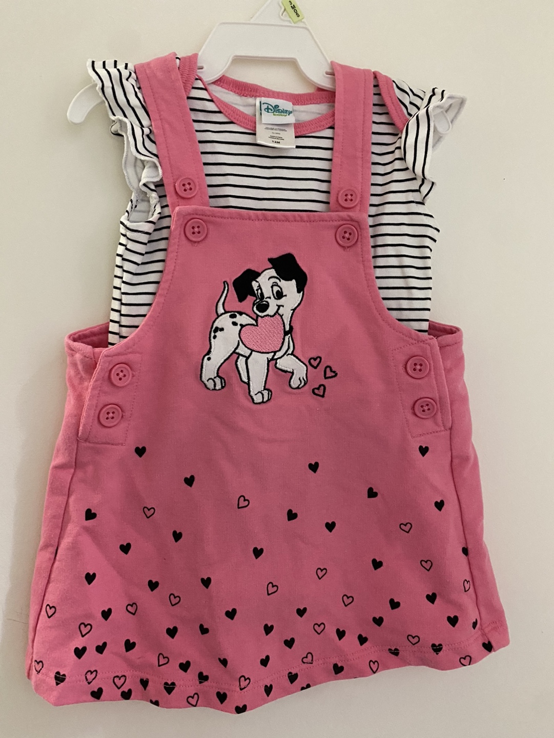 Disney Baby Girl's 12M Pink Dalmatian Outfit